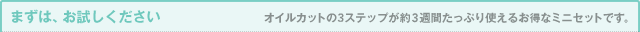 まずは、お試しください オイルカットの3ステップが約3週間たっぷり使えるお得なミニセットです。