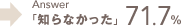 Answer 「知らなかった」71.7%
