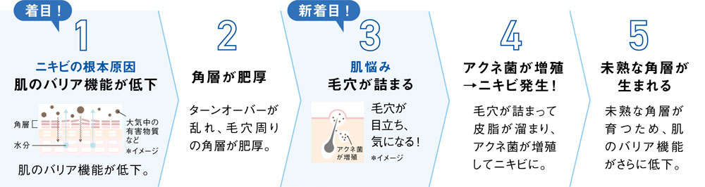 肌のバリア機能低下がニキビにつながる