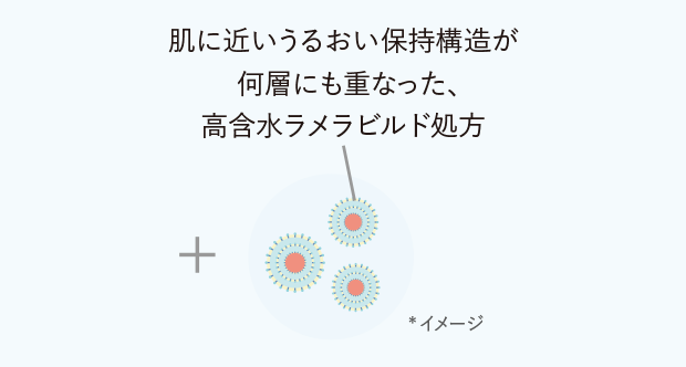 肌に近いうるおい保持構造が何層にも重なった、高含水ラメラビルド処方