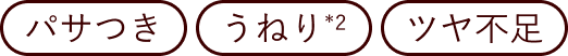 パサつき うねり*2 ツヤ不足