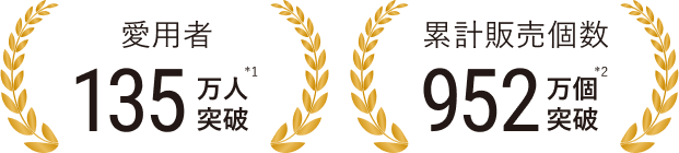 愛用者135万人*1突破 累計販売個数952万個*2突破