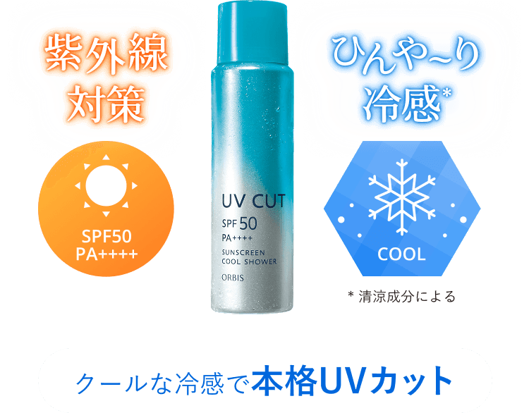 紫外線対策 SPF50 PA++++、ひんや～り冷感 *清涼成分による クールな冷感で本格UVカット