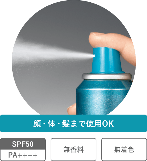 顔・体・髪まで使用OK。SPF50・PA++++、無香料、無着色