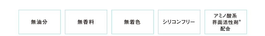 無油分/無香料/無着色/シリコンフリー/アミノ酸系界面活性剤*配合