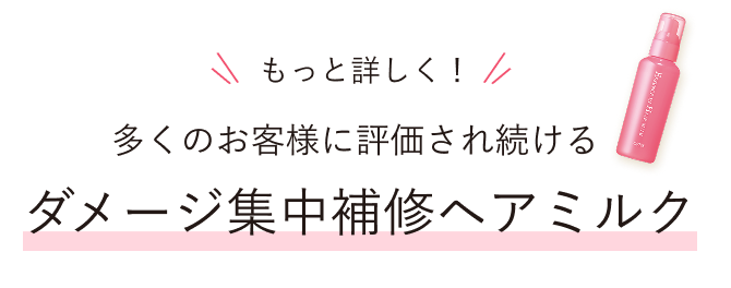 もっと詳しく！多くのお客様に評価され続ける ダメージ集中補修ヘアミルク