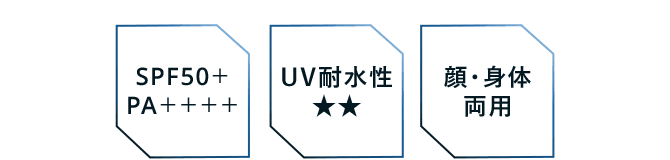 SPF50+ PA++++／UV耐水性★★／顔・身体両用